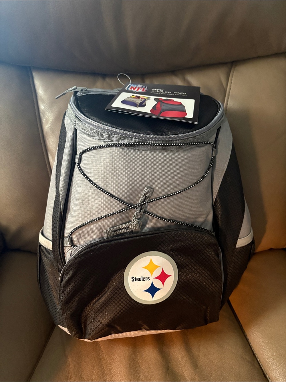 NFL Gray and Black Cooler Backpack with Steelers Logo